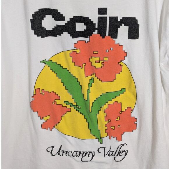COIN Uncanny Valley Tour T Shirt Size L White Graphic Band Tee Concert Merch - Picture 2 of 4